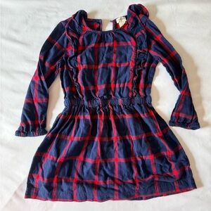 Crewcuts Girls Navy and Red Plaid Long-Sleeve Dress